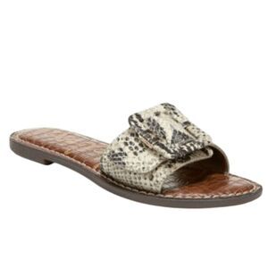 SAM EDELMAN Granada Buckled Snake Printed Leather Slide Sandal Size 8M